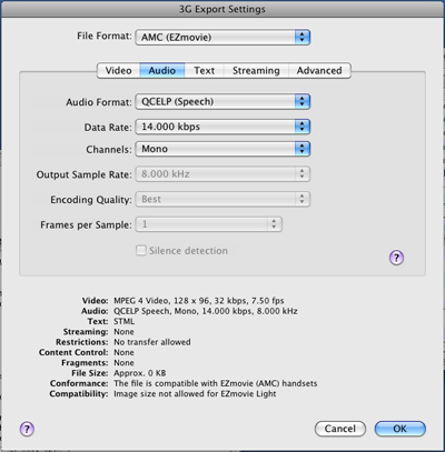 PcP Encodings - AMC (EZmovie) Server - Audio Settings